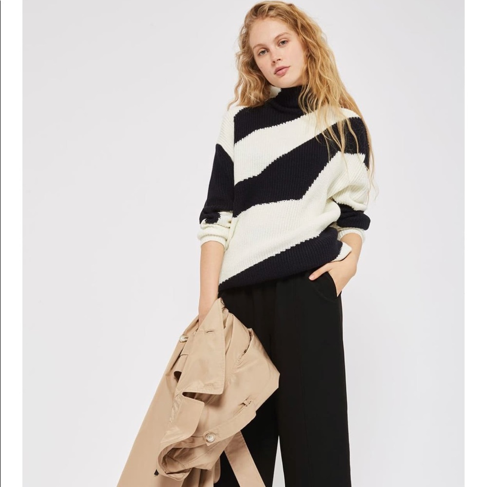 Topshop | patterned funnel neck sweater